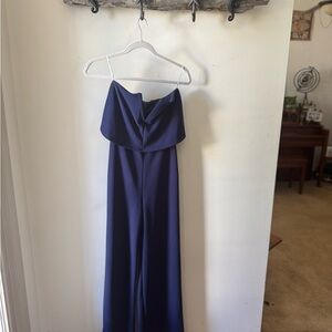 Lulu's Navy Blue Strapless Jumpsuit